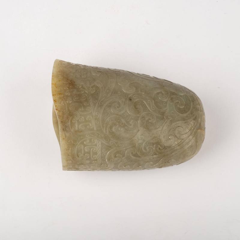    清乾隆 白玉御題詩龍紋角杯 - 图4