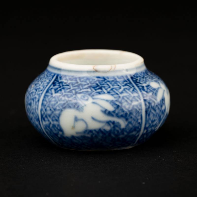    明末 青花祥瑞兔紋茶入 - 图5