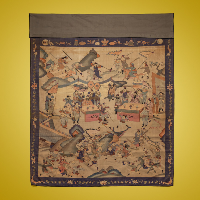 清晚期 緙絲刀馬人物圖大挂賬 | A Large Chinese Kesi Silk 'Battle Scene' Panel, Late Qing Dynasty - 图3