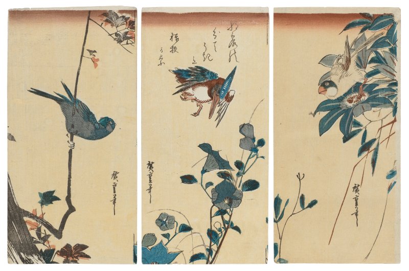 UTAGAWA HIROSHIGE (1797-1858)  A set of three bird and flower prints - 图1