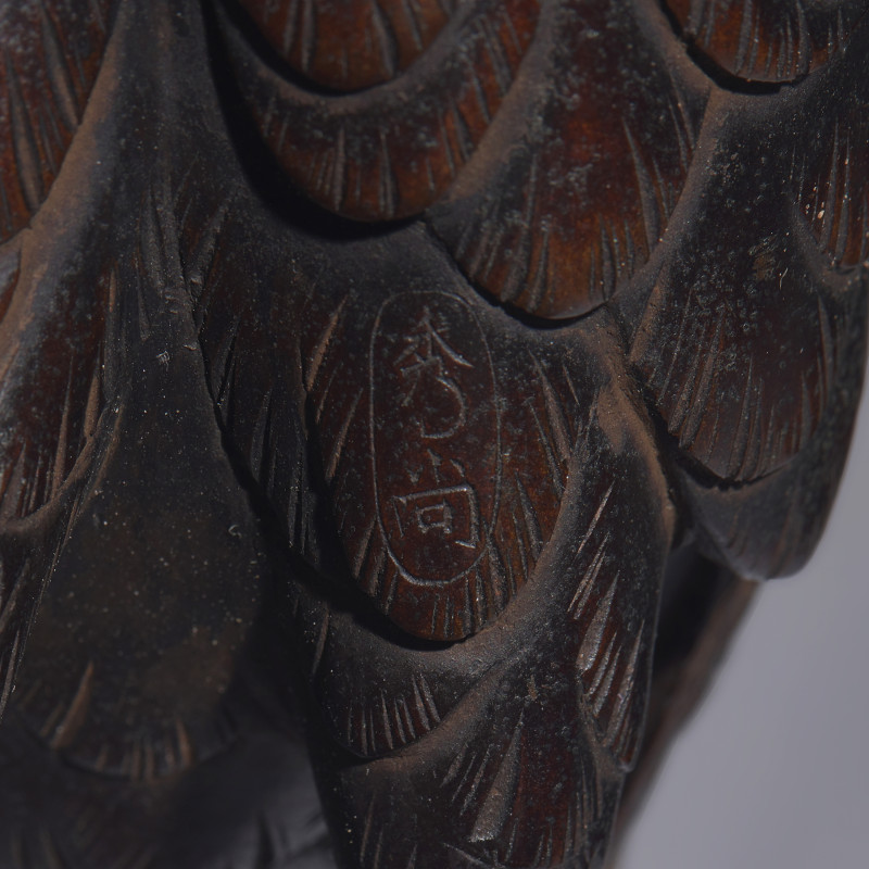 日本明治時代 銅鶴一對 | A Japanese Patinated Bronze 'Cranes' Figural Group, Hidenao, Meiji Period - 图3