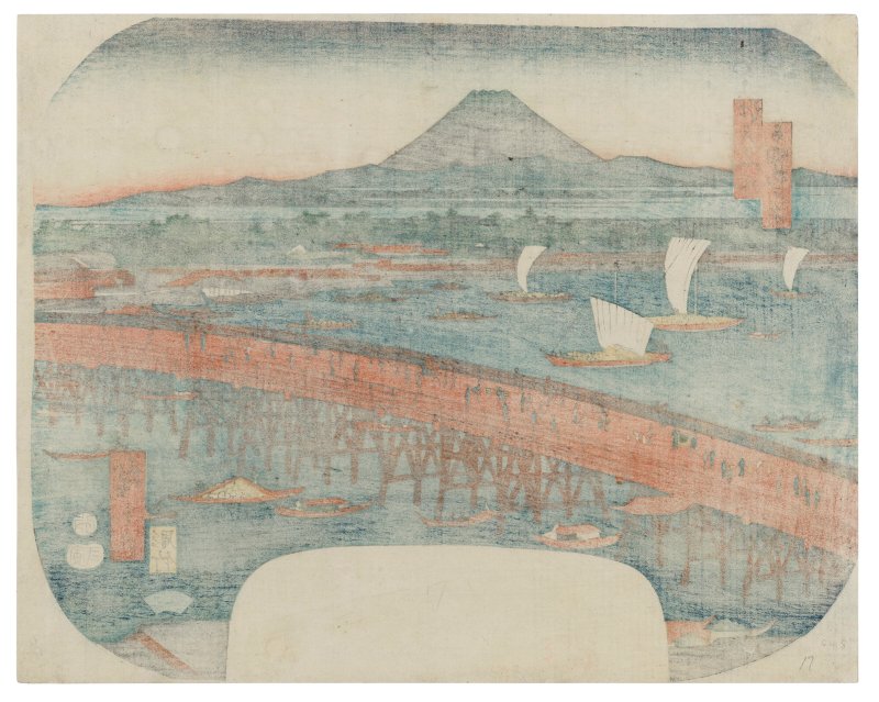 UTAGAWA HIROSHIGE (1797-1858)  Ryogokubashi yukei (Evening view at Ryogoku Bridge) - 图2