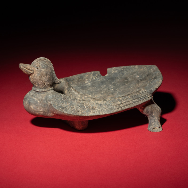 六朝 灰陶鴛鴦硯 | A Chinese Grey Pottery Mandarin Duck-Form Inkstone, Six Dynasties - 图3