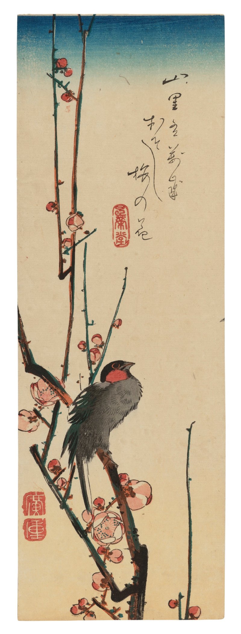UTAGAWA HIROSHIGE (1797-1858)  Bullfinch and Plum Blossoms - 图1