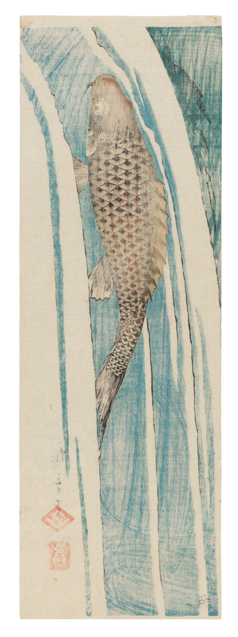 UTAGAWA HIROSHIGE (1797-1858)  Carp Ascending a Waterfall - 图2