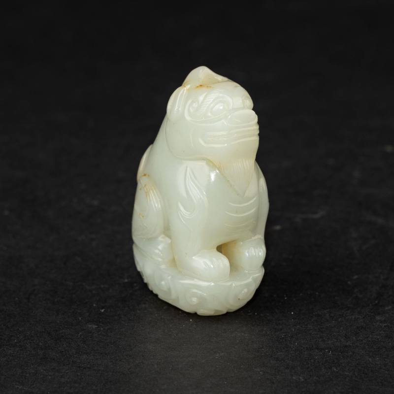    清 白玉獅雕坐像 - 图1