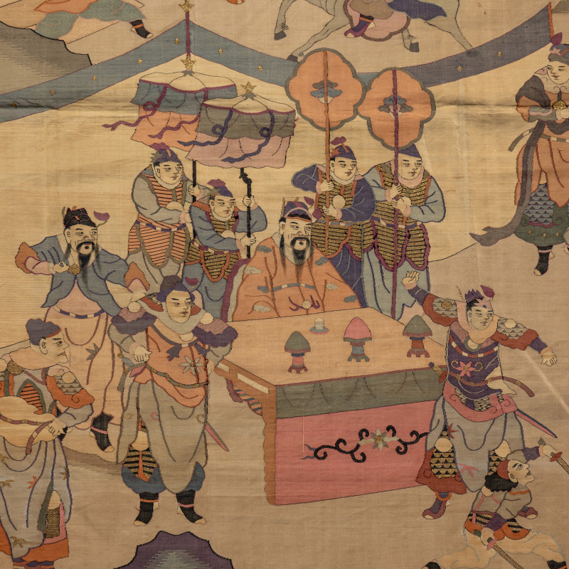 清晚期 緙絲刀馬人物圖大挂賬 | A Large Chinese Kesi Silk 'Battle Scene' Panel, Late Qing Dynasty - 图4
