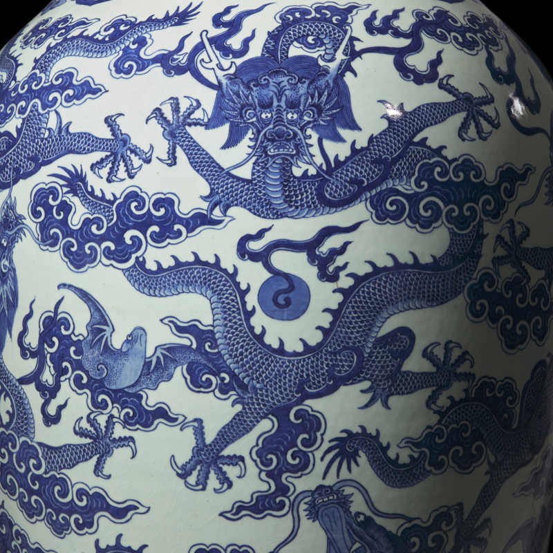 清嘉慶/道光 巨型青花九龍大瓶（附山中商會1943年圖錄） | A Magnificent, Monumental, and Extremely Rare Chinese Blue and White 'Nine Dragons' Vase, Qing Dynasty, Jiaqing/Daoguang Period - 图8