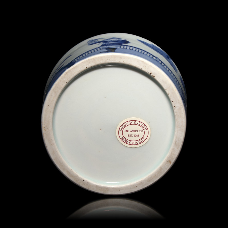 日本江戶-明治時代 青花南蠻人物圖筆筒 | A Small Japanese Blue and White Porcelain ‘Nanban’ Brush Pot, Edo to Meiji Period - 图3