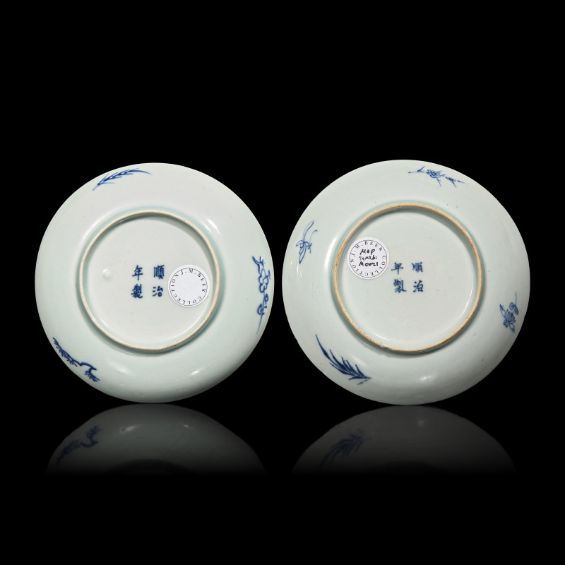 或爲清順治 青花瑞獸紋盤一對 | A Pair of Chinese Blue and White ‘Five Auspicious Beasts’ Dishes, Shunzhi Four-Character Marks and Possibly of the Period - 图2