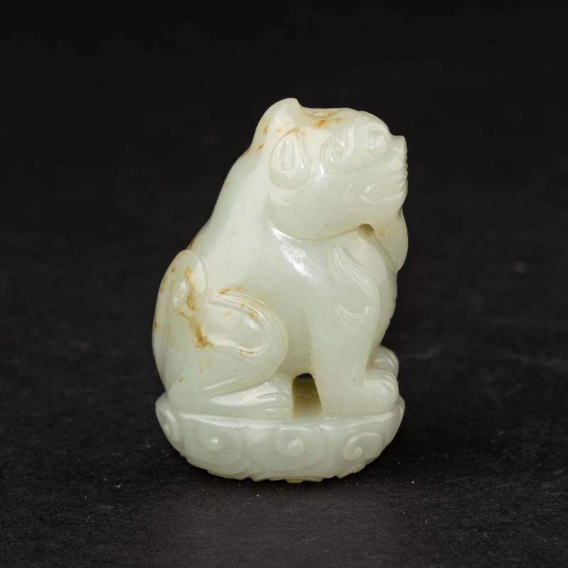    清 白玉獅雕坐像 - 图2