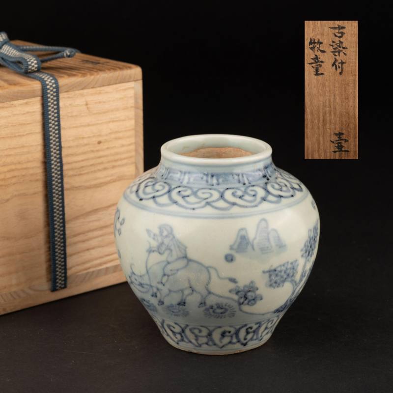    明 青花人物罐 - 图1