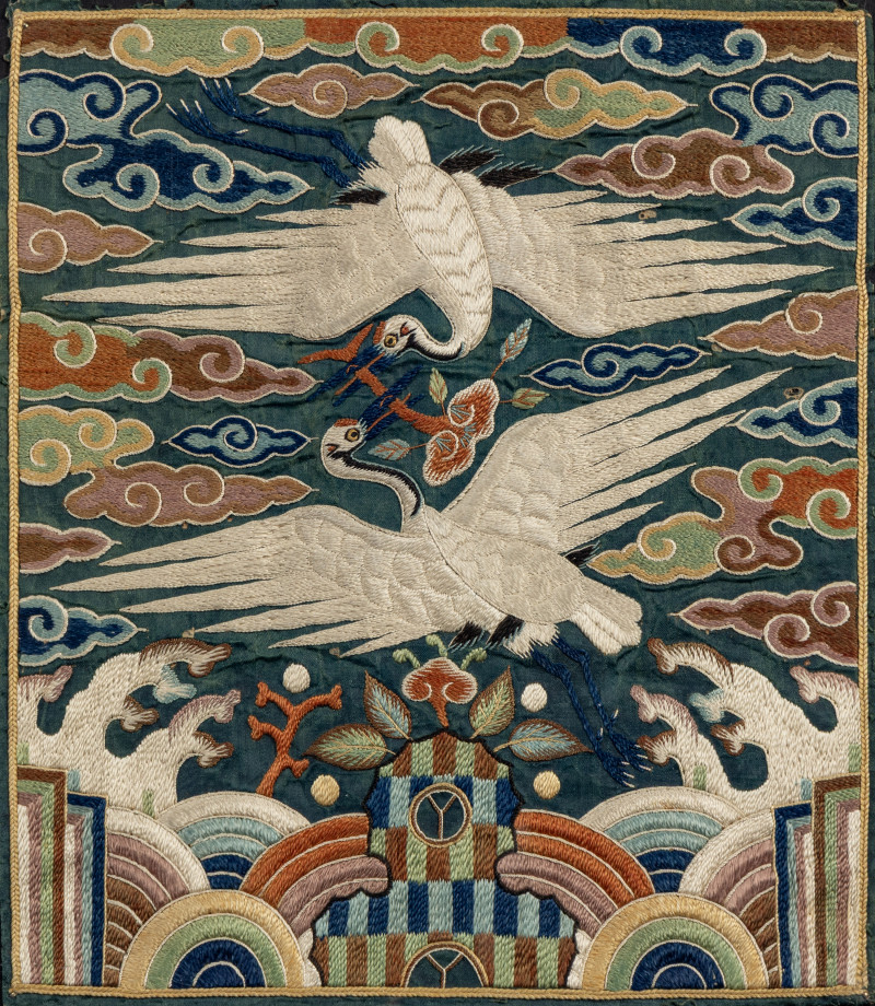 朝鮮王朝 文官鶴紋補子五件 | Five Korean Embroidered Silk 'Crane' Civil Official Rank Badges, Joseon Dynasty, 19th Century - 图6