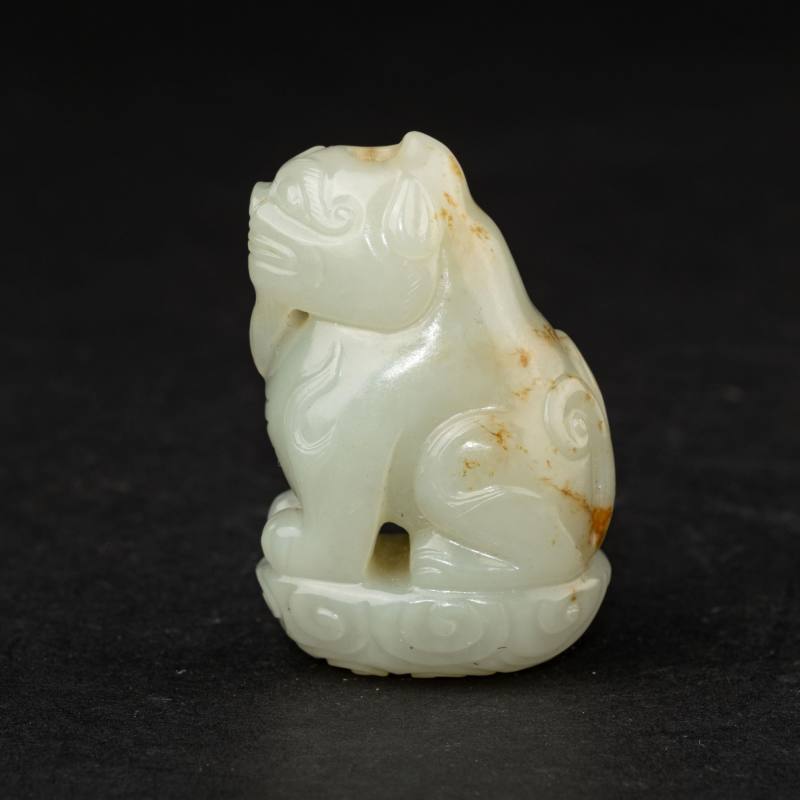    清 白玉獅雕坐像 - 图4