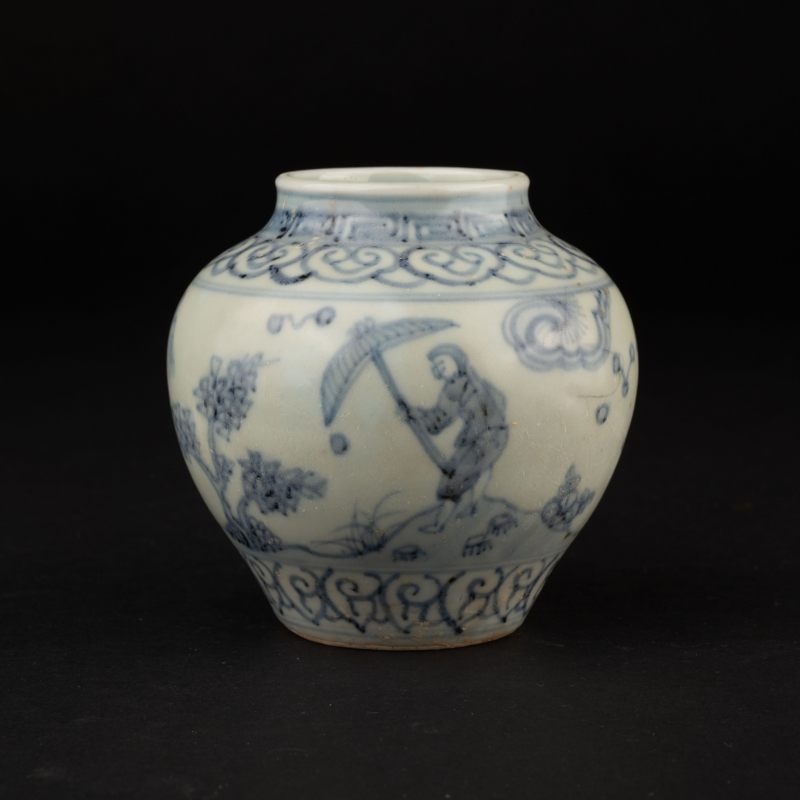    明 青花人物罐 - 图3