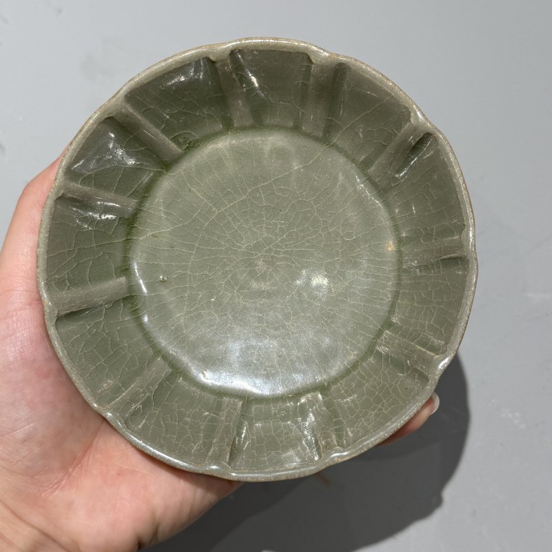 明代 青釉蔗段洗一对 - 图6