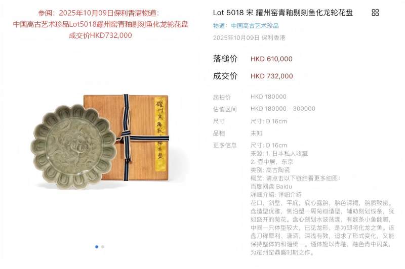 明代 青釉印花水波鱼螺纹菊瓣洗 - 图9