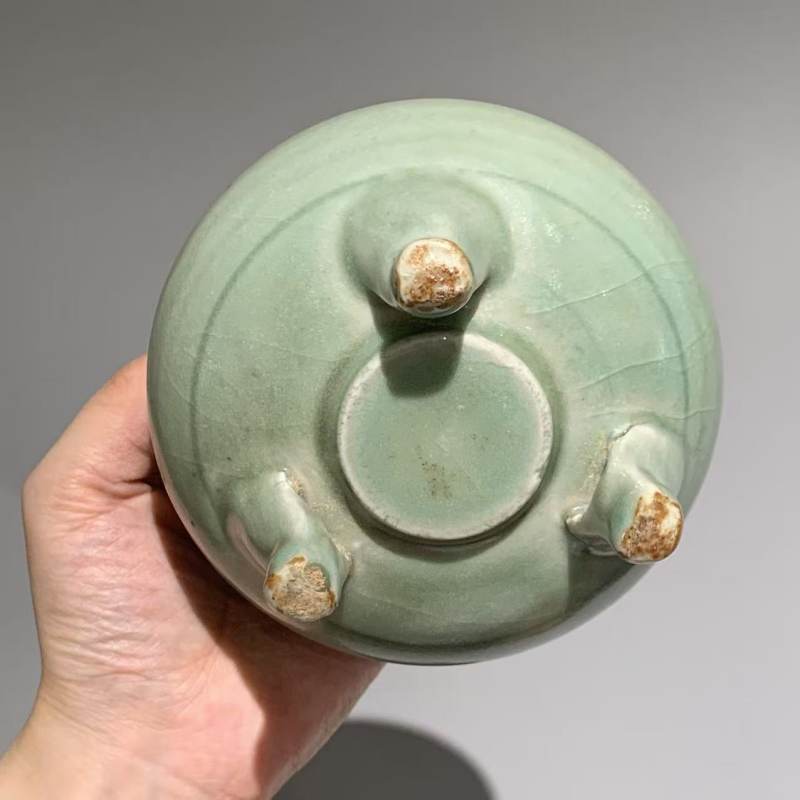 明代 龙泉窑青釉鬲炉 - 图5