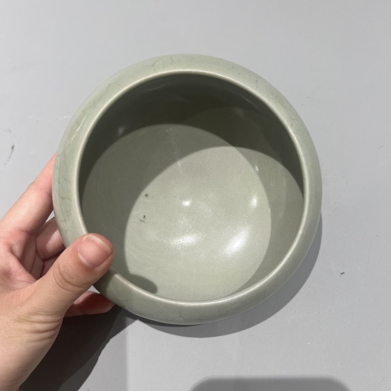 明代 月白釉荷叶形盖罐 - 图7