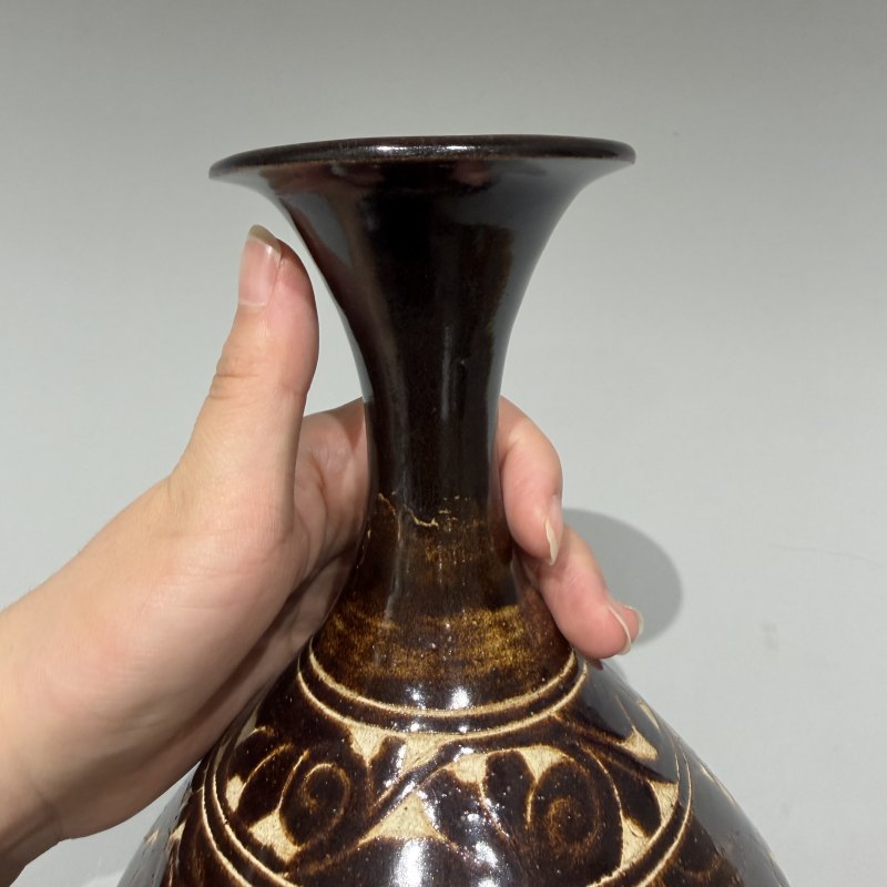 明代 黑釉剔花玉壶春瓶 - 图4