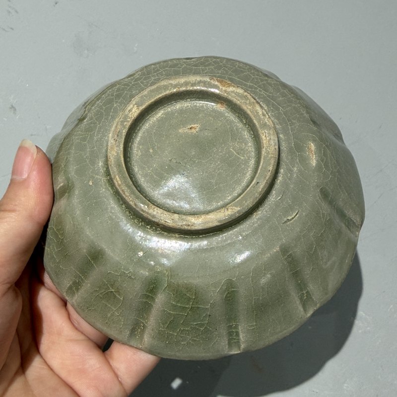 明代 青釉蔗段洗一对 - 图9