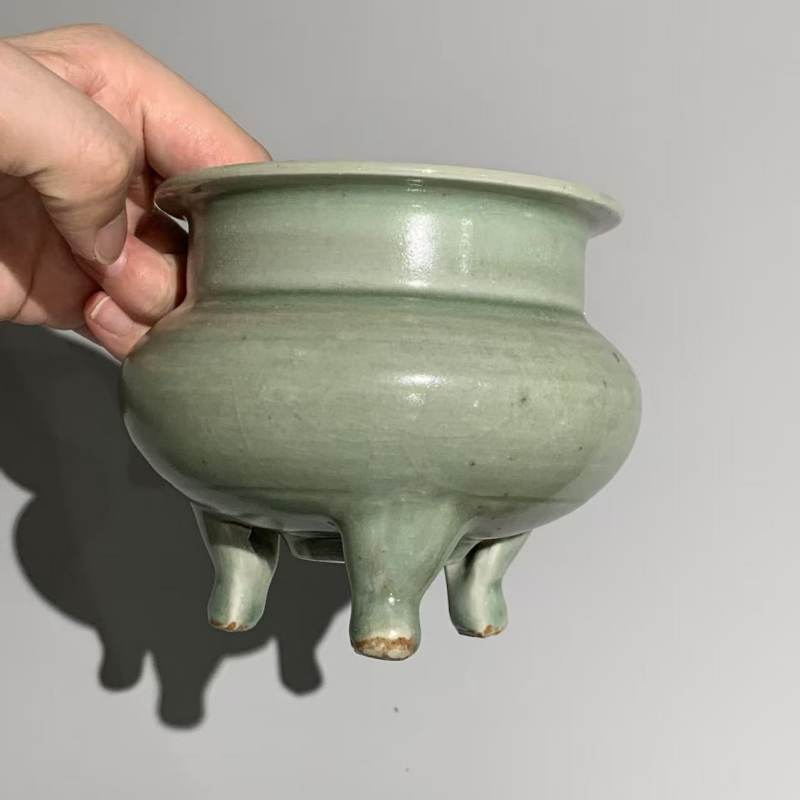 明代 龙泉窑青釉鬲炉 - 图6