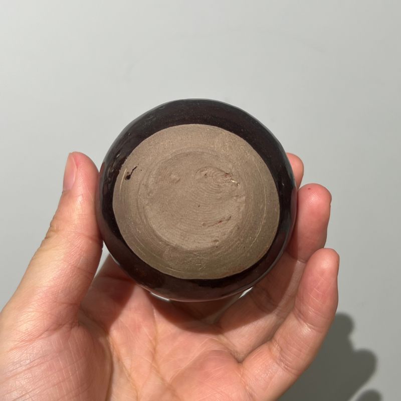 明代 洪塘窑薄胎酱黑釉茄子 - 图6