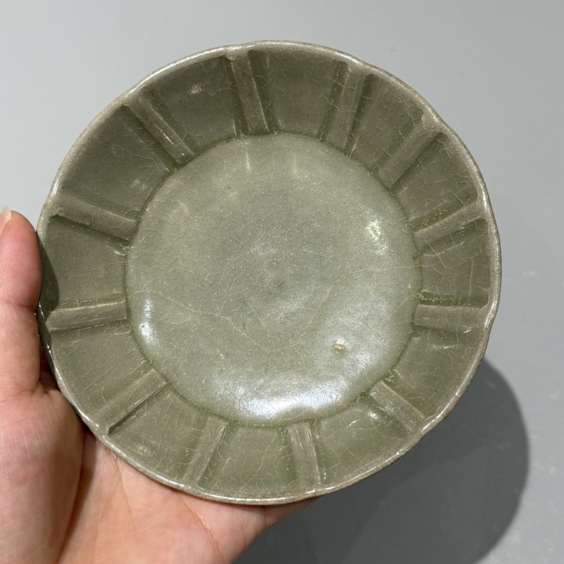 明代 青釉蔗段洗一对 - 图10