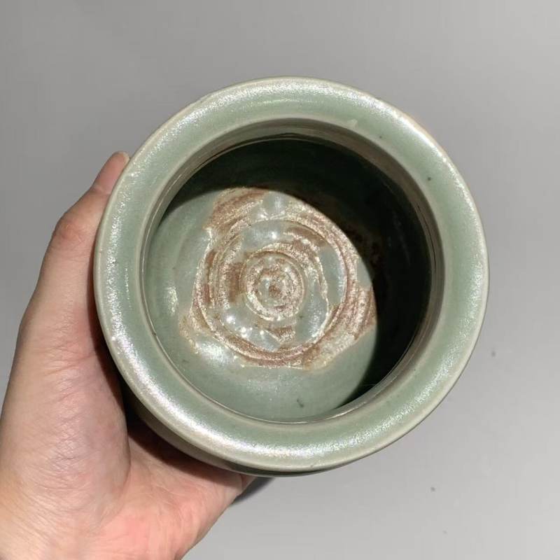 明代 龙泉窑青釉鬲炉 - 图7