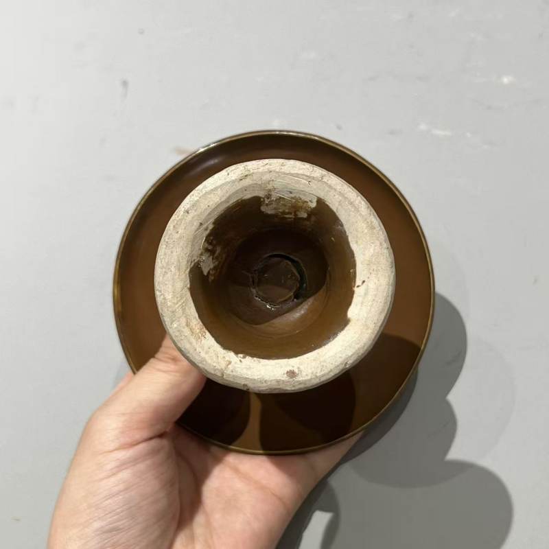 明代 柿红釉镂空云纹行炉 - 图8