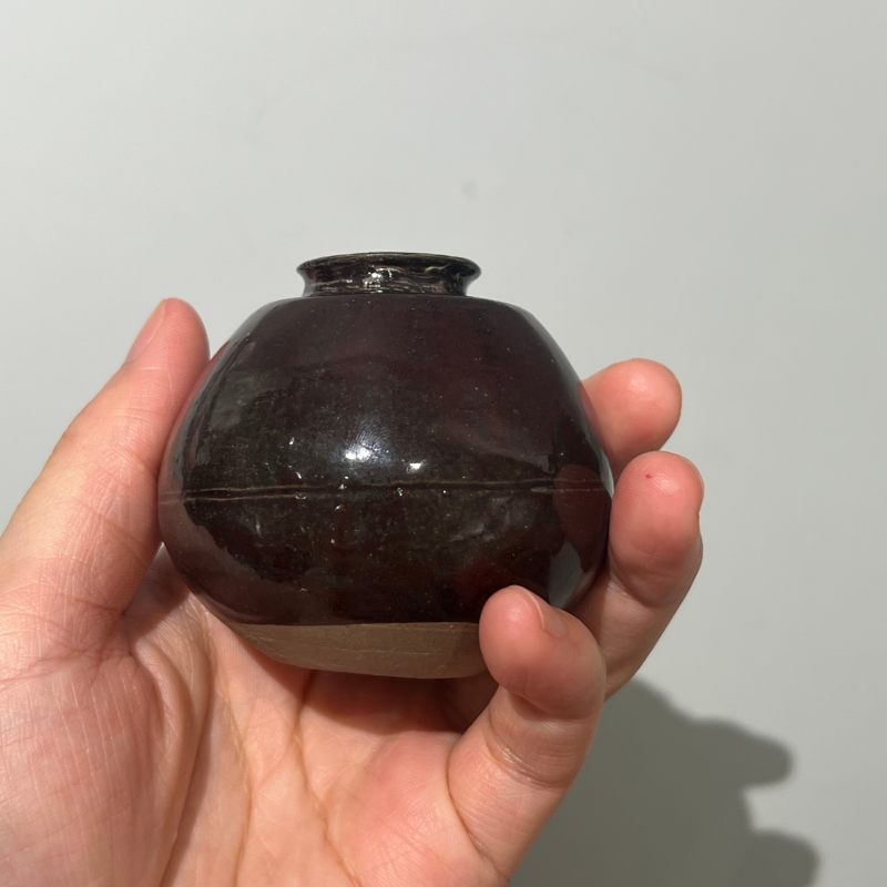 明代 洪塘窑薄胎酱黑釉茄子 - 图8