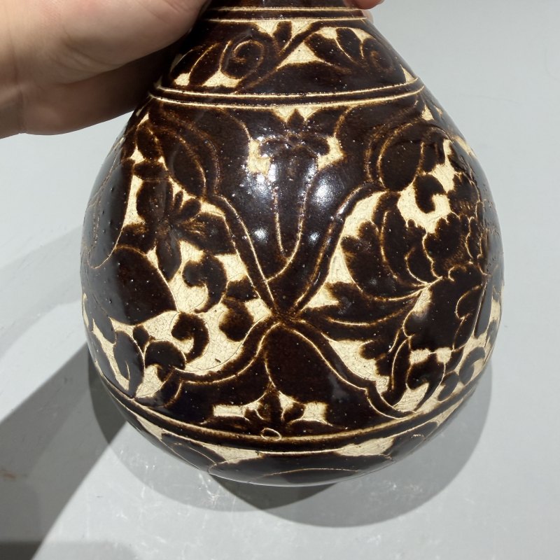 明代 黑釉剔花玉壶春瓶 - 图7