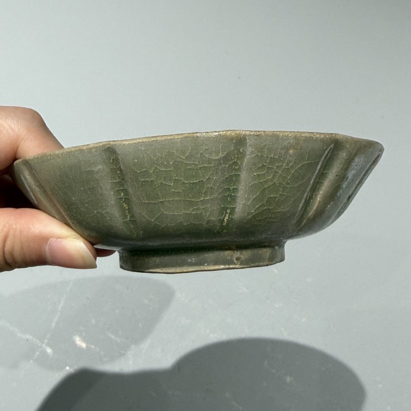 明代 青釉蔗段洗一对 - 图12