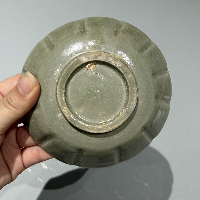 明代 青釉蔗段洗一对 - 图13