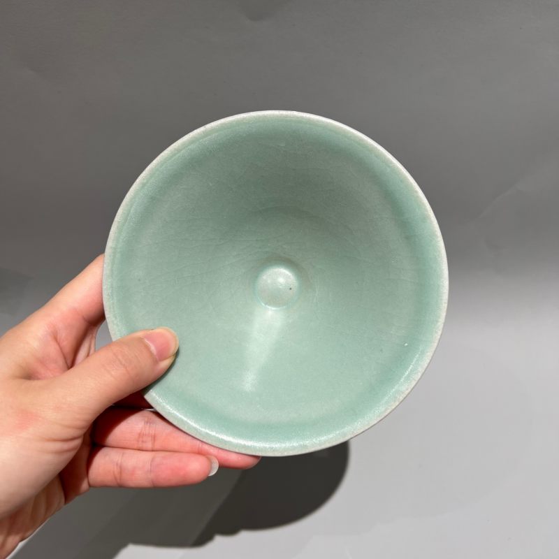 明代 龙泉窑粉青釉斗笠盏 - 图4