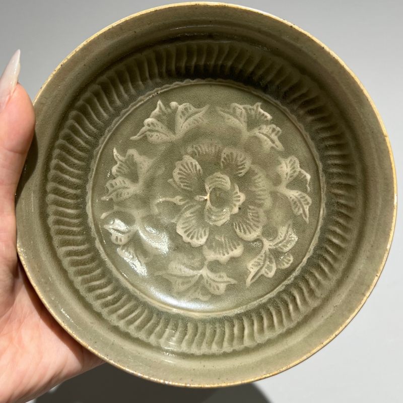 明代 青釉印花洗 - 图5