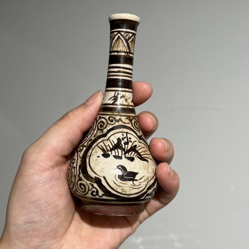 明代 吉州窑彩绘瓶 - 图5
