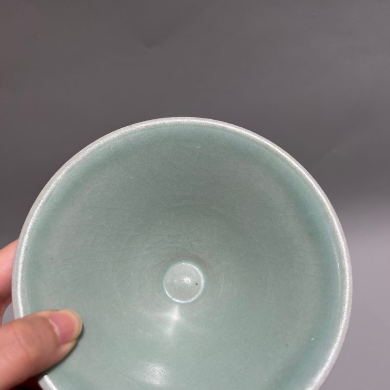明代 龙泉窑粉青釉斗笠盏 - 图5