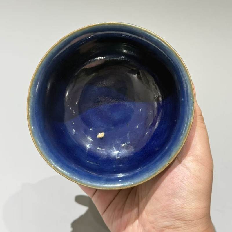 明代 霁蓝釉高足杯 - 图3