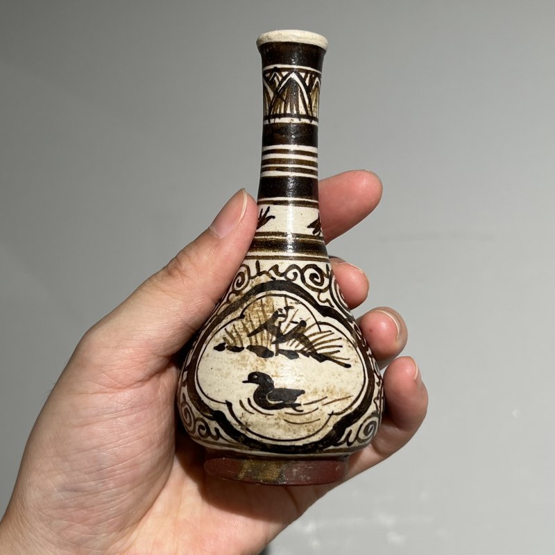 明代 吉州窑彩绘瓶 - 图7