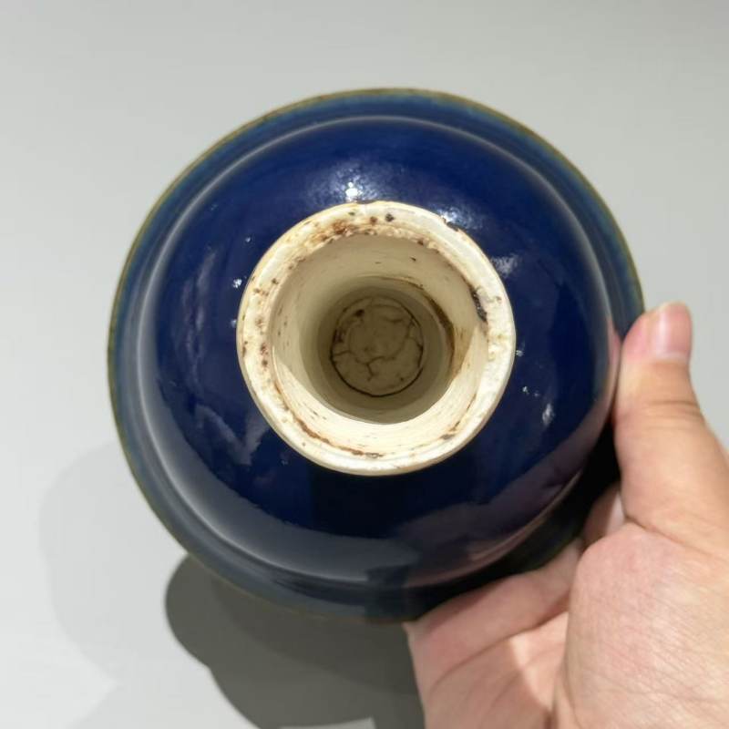 明代 霁蓝釉高足杯 - 图5