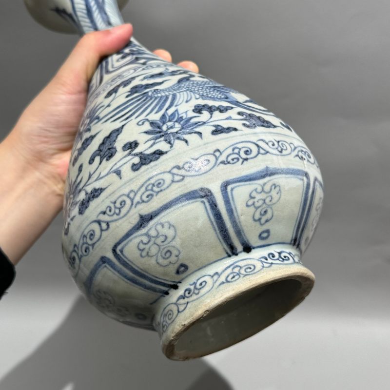 元代 青花凤纹玉壶春瓶 - 图9