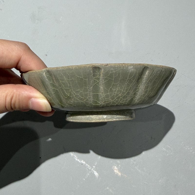 明代 青釉蔗段洗一对 - 图7