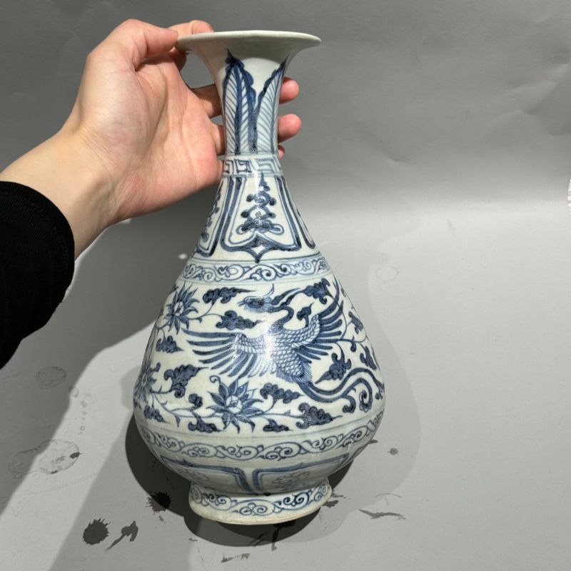 元代 青花凤纹玉壶春瓶 - 图11