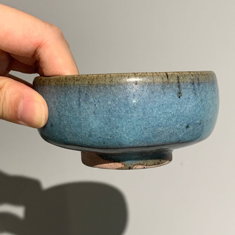 明代 钧窑天蓝釉罗汉杯 - 图5