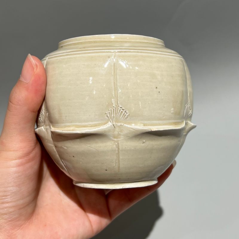 明代 白釉瓜棱罐 - 图7