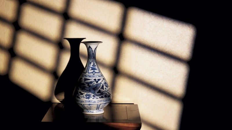 元代 青花凤纹玉壶春瓶 - 图2