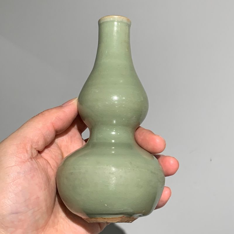 明代 龙泉窑梅子青釉葫芦瓶 - 图7