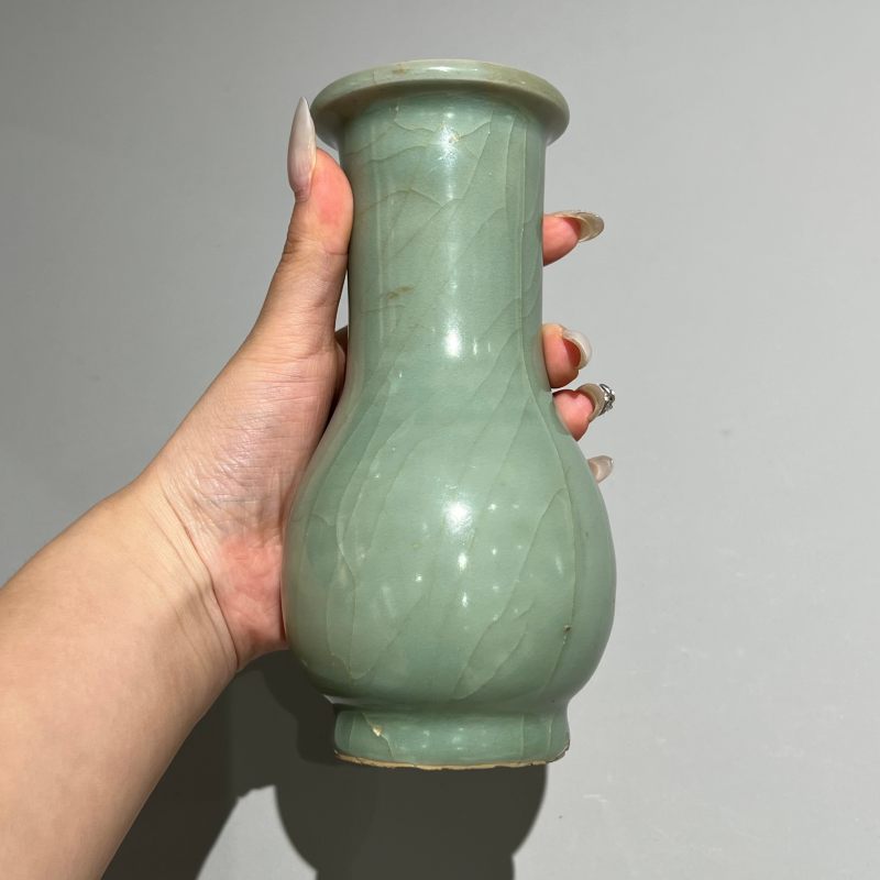 明代 龙泉窑粉青釉箸瓶 - 图4