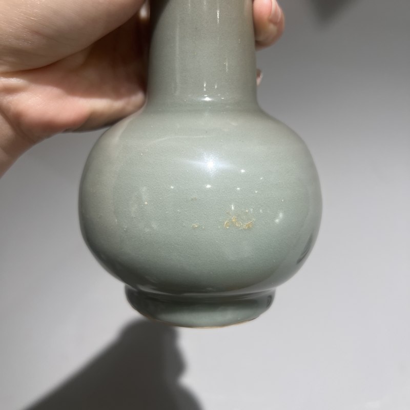 明代 龙泉窑青釉长颈瓶 - 图7